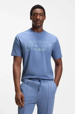 T-Shirt aus Stretch-Baumwolle mit Logo-Artwork