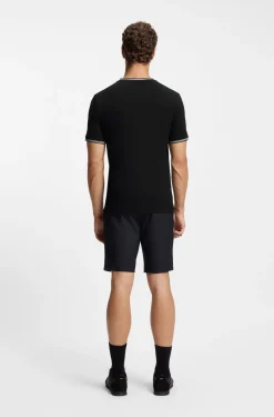 T-Shirt aus Stretch-Baumwolle mit Streifen und Logo