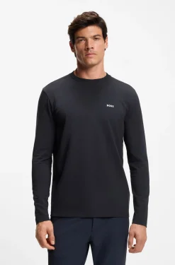 T-Shirt aus Stretch-Baumwolle mit Kontrast-Logo