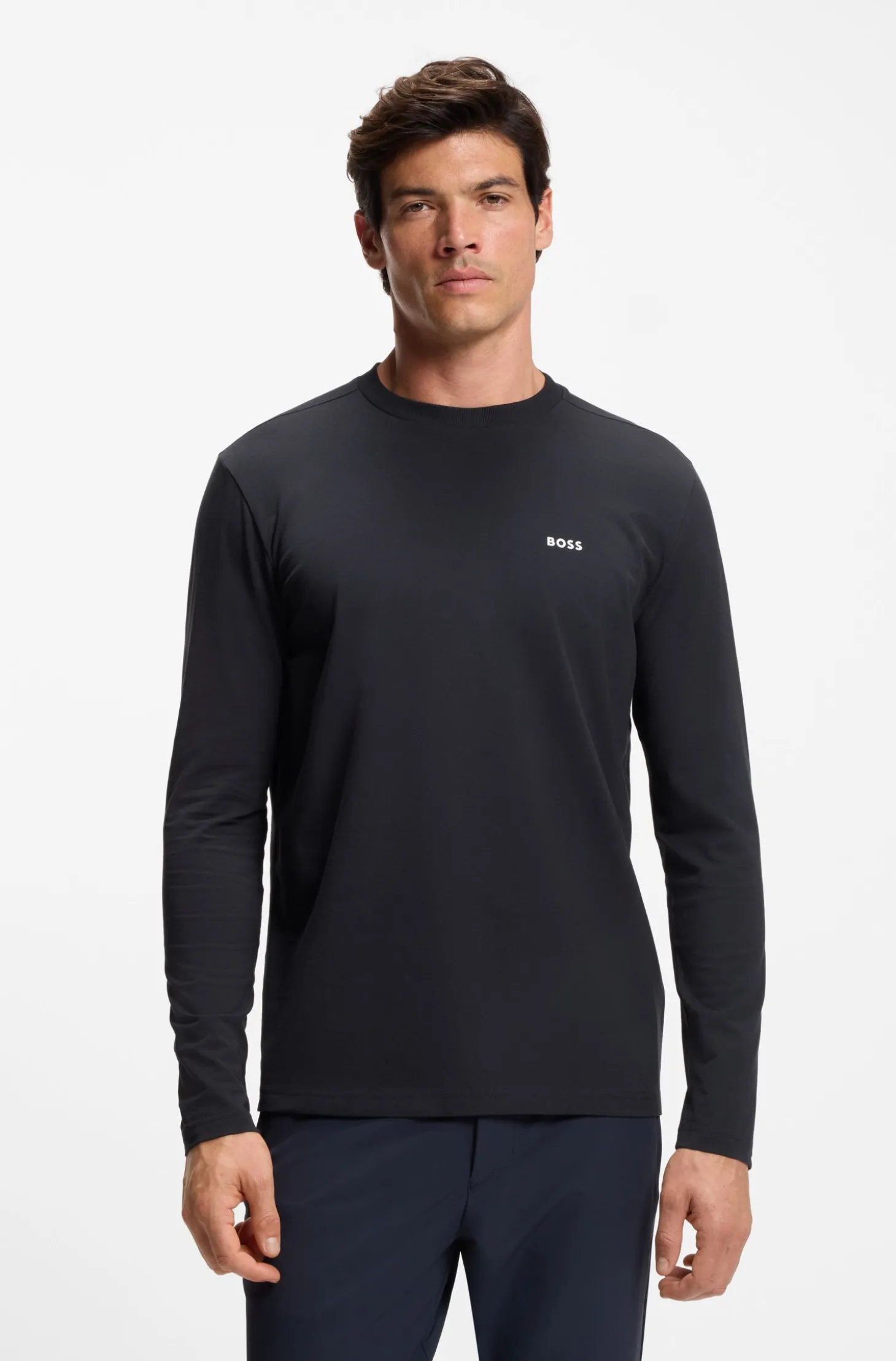 T-Shirt aus Stretch-Baumwolle mit Kontrast-Logo