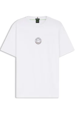 T-Shirt aus Stretch-Baumwolle mit Tennis-Artwork