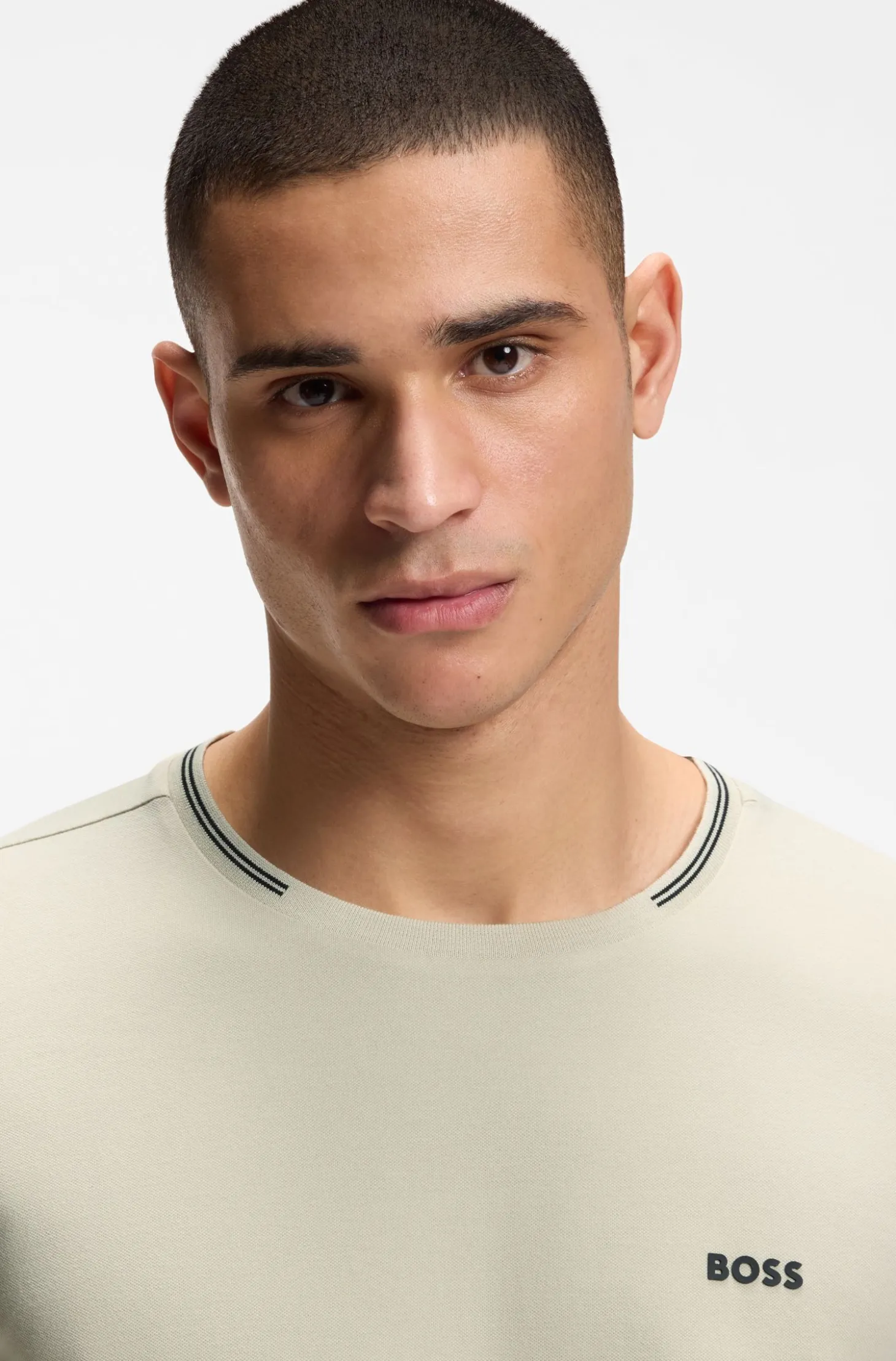 T-Shirt aus Stretch-Baumwolle mit Streifen und Logo