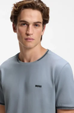 T-Shirt aus Stretch-Baumwolle mit Streifen und Logo