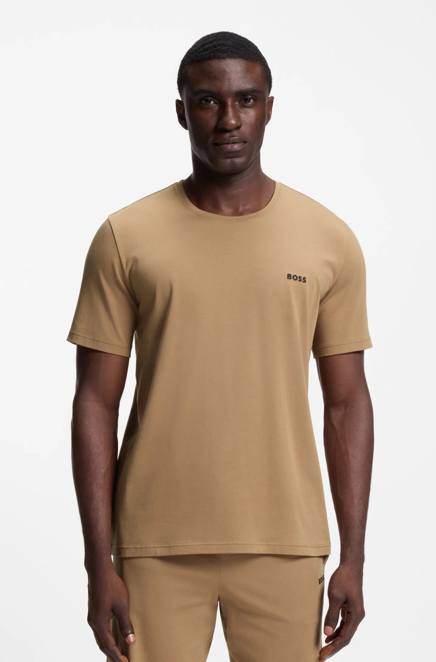 T-Shirt aus Stretch-Baumwolle mit Logo-Stickerei