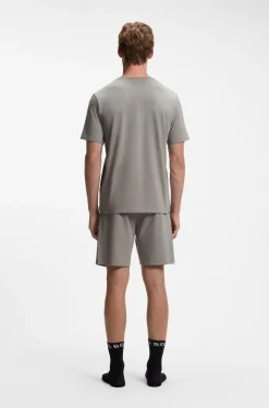 T-Shirt aus Stretch-Baumwolle mit Logo-Stickerei
