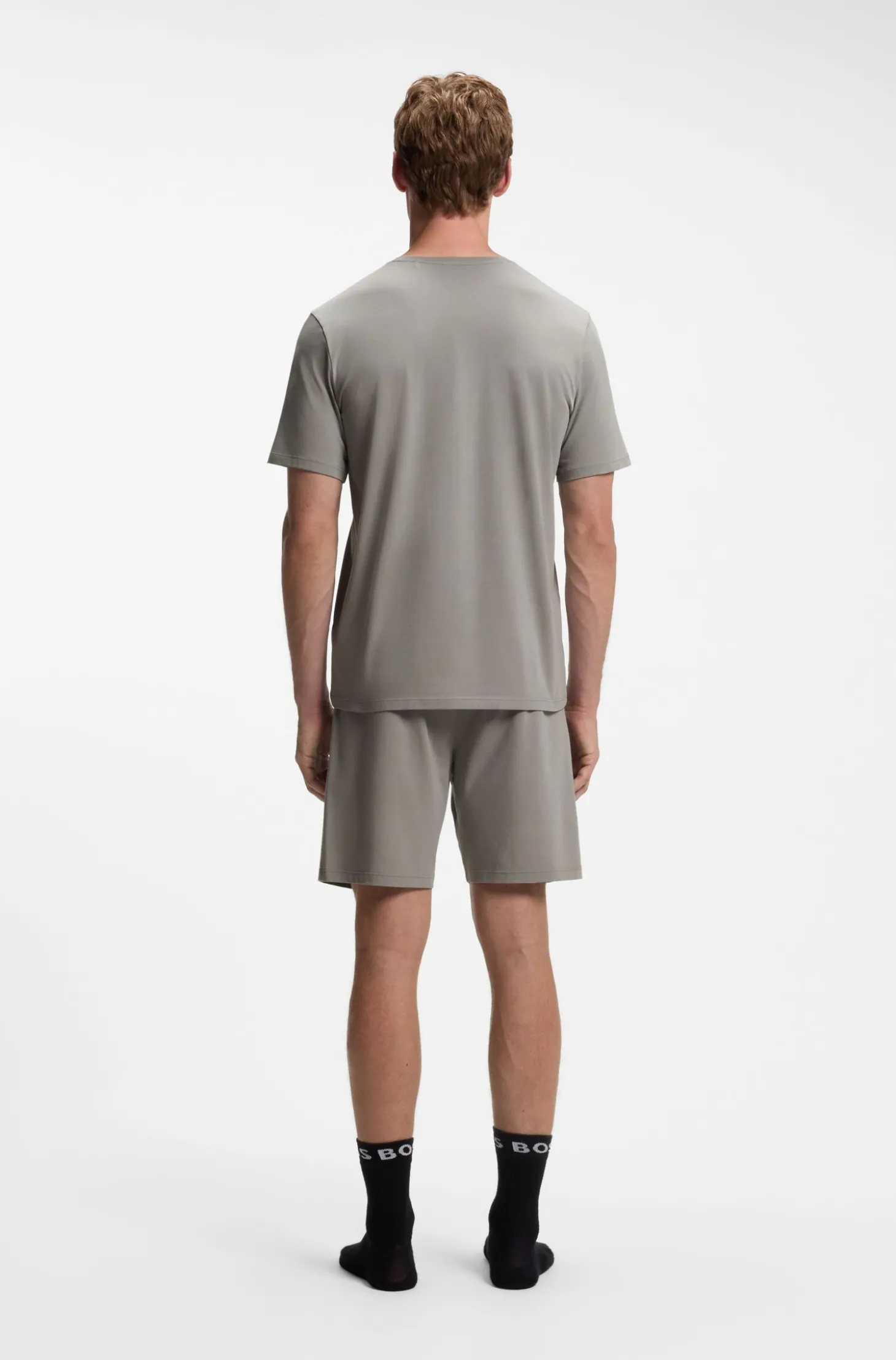 T-Shirt aus Stretch-Baumwolle mit Logo-Stickerei