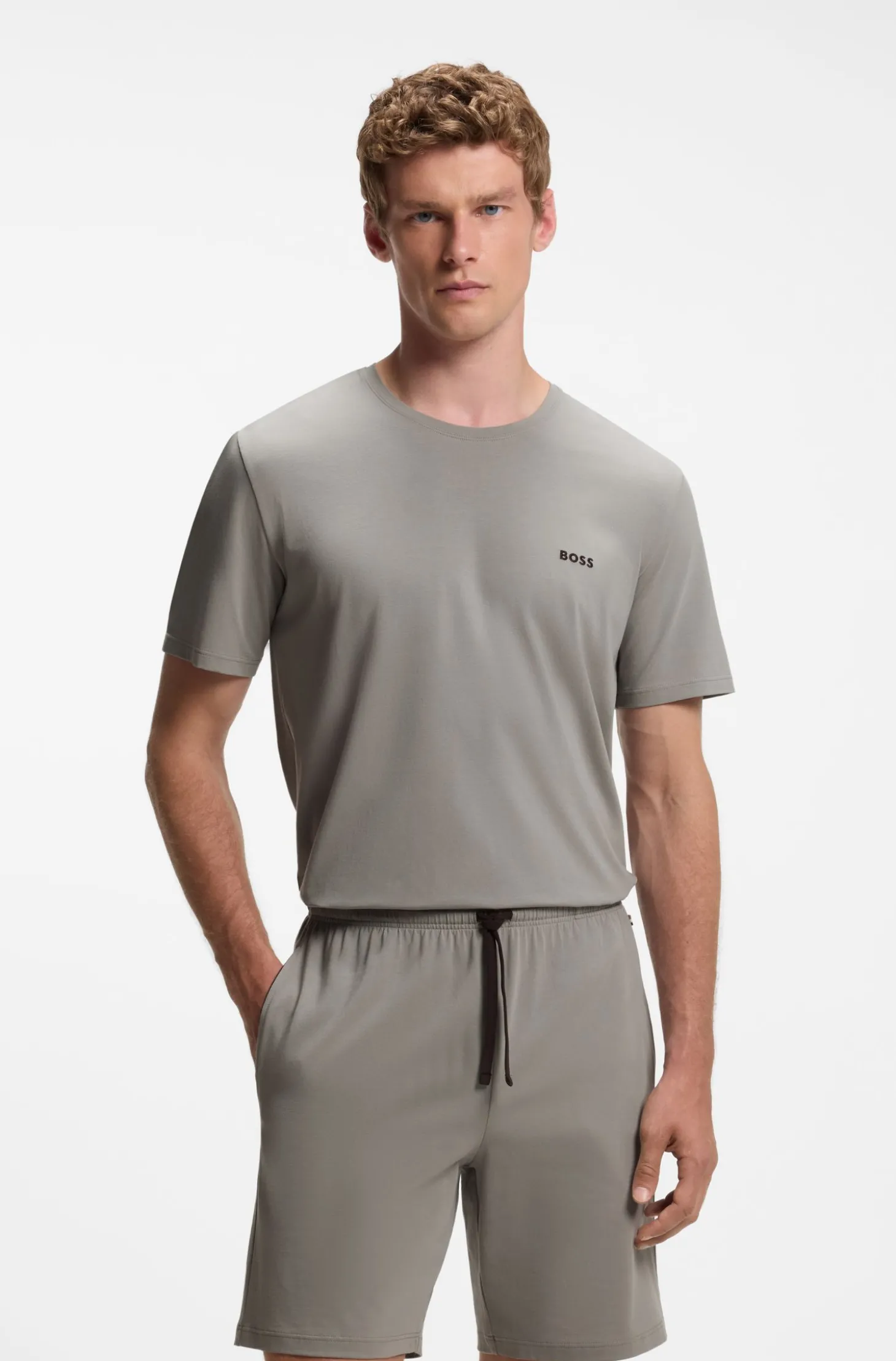 T-Shirt aus Stretch-Baumwolle mit Logo-Stickerei
