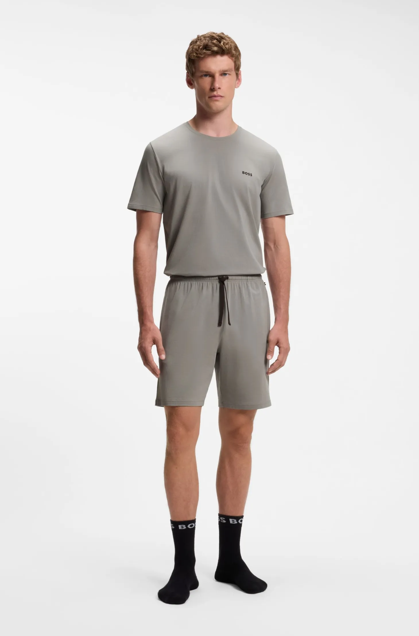 T-Shirt aus Stretch-Baumwolle mit Logo-Stickerei