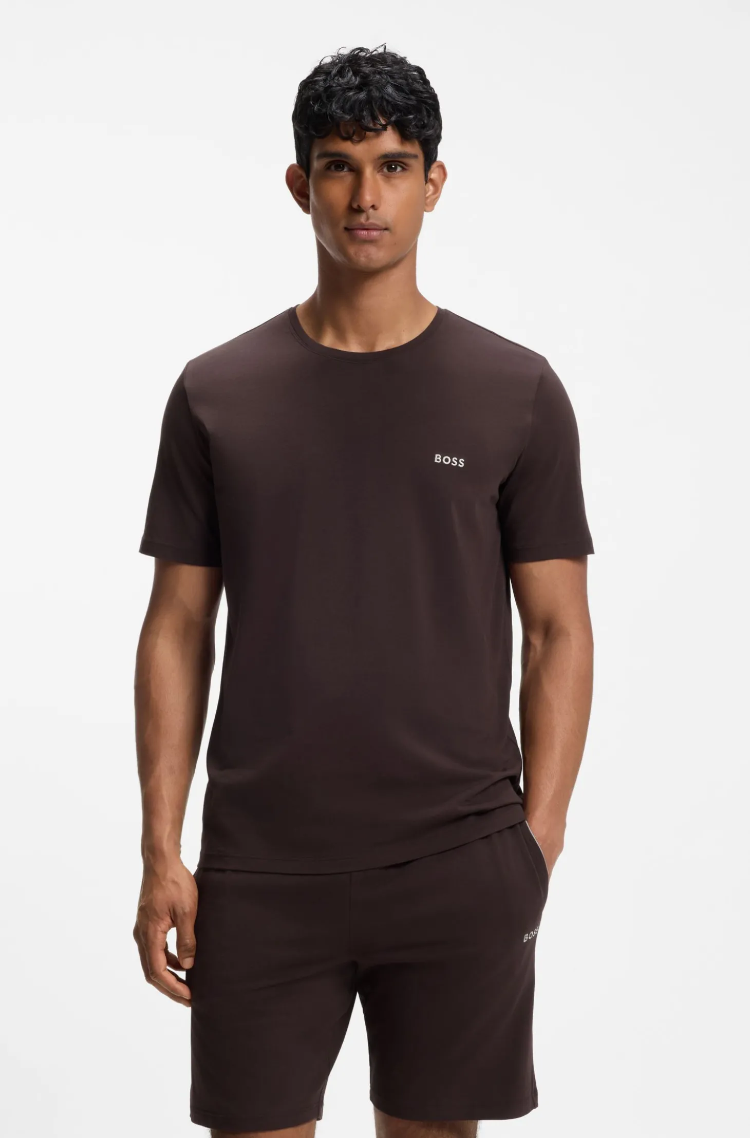 T-Shirt aus Stretch-Baumwolle mit Logo-Stickerei
