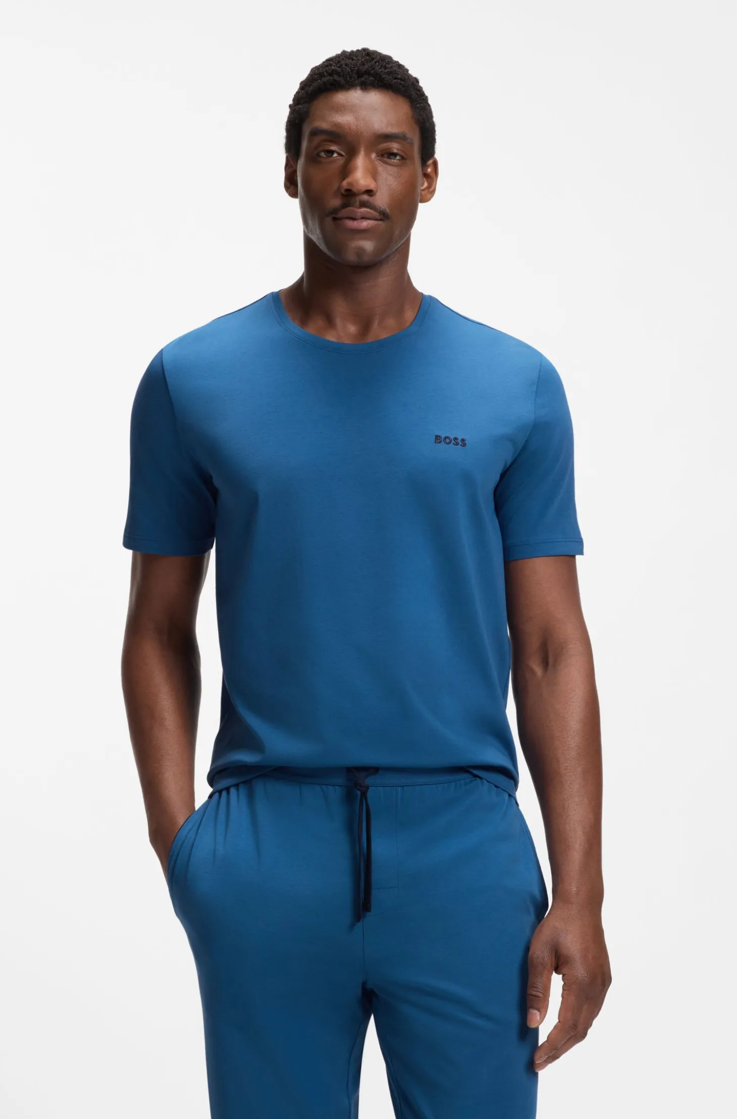 T-Shirt aus Stretch-Baumwolle mit Logo-Stickerei