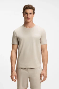 T-Shirt aus Stretch-Baumwolle mit Logo-Stickerei