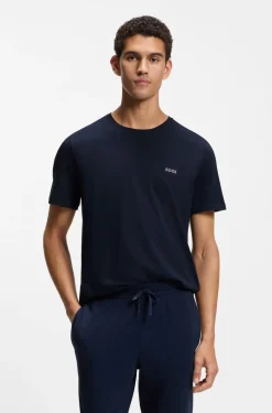 T-Shirt aus Stretch-Baumwolle mit Logo-Stickerei
