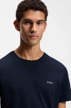 T-Shirt aus Stretch-Baumwolle mit Logo-Stickerei
