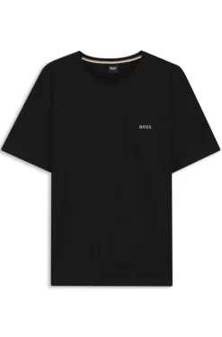 T-Shirt aus Stretch-Baumwolle mit Logo-Stickerei