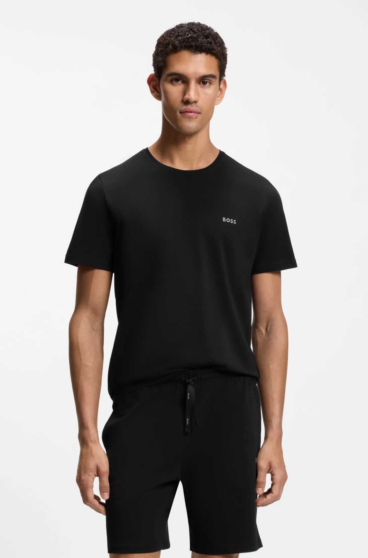 T-Shirt aus Stretch-Baumwolle mit Logo-Stickerei