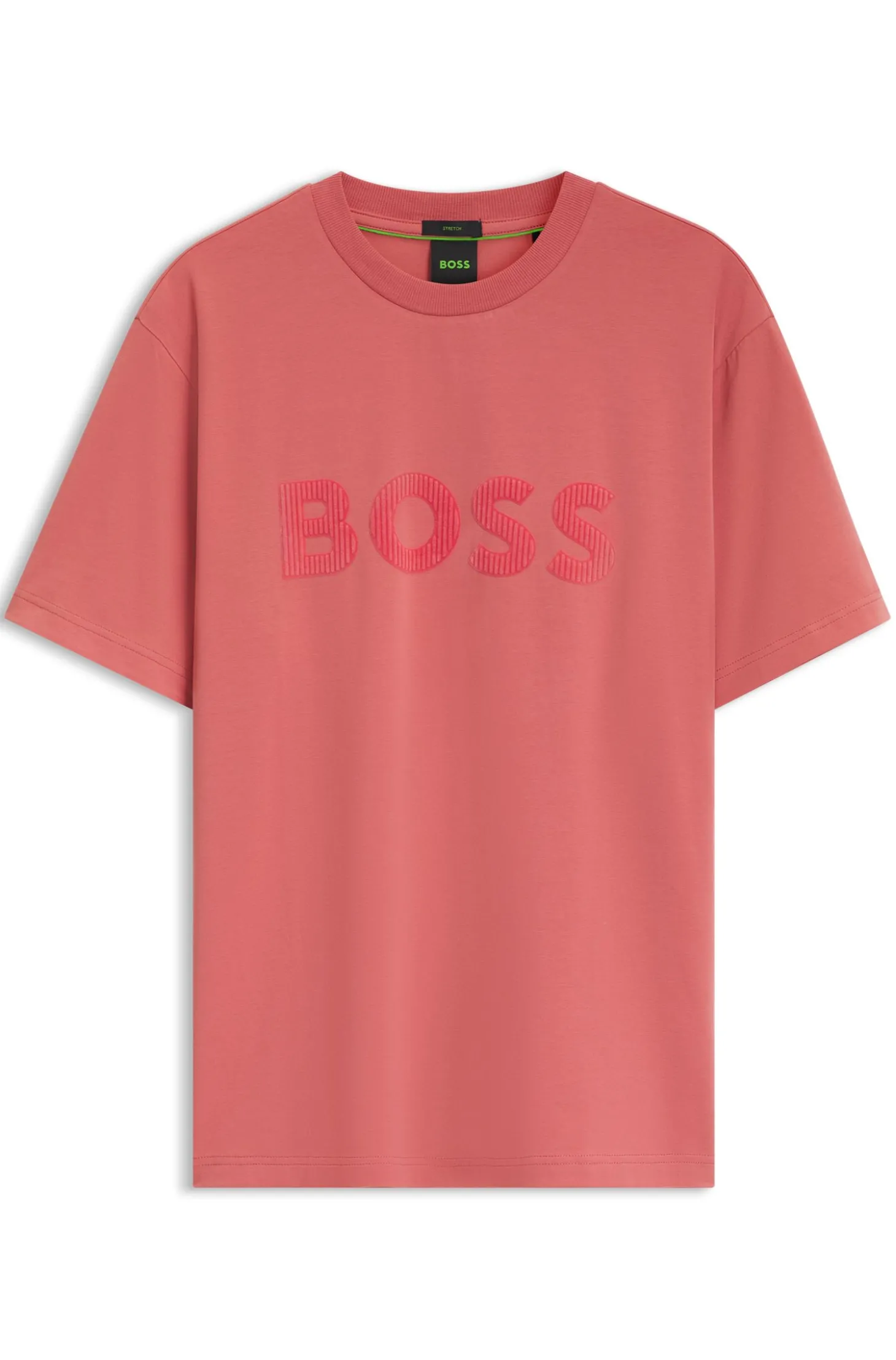 T-Shirt aus Stretch-Baumwolle mit tonalem Flock-Logo