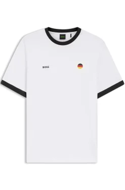 T-Shirt aus Stretch-Baumwolle mit Landesflagge und Logo