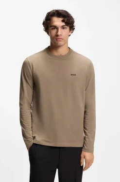 T-Shirt aus Stretch-Baumwolle mit Kontrast-Logo