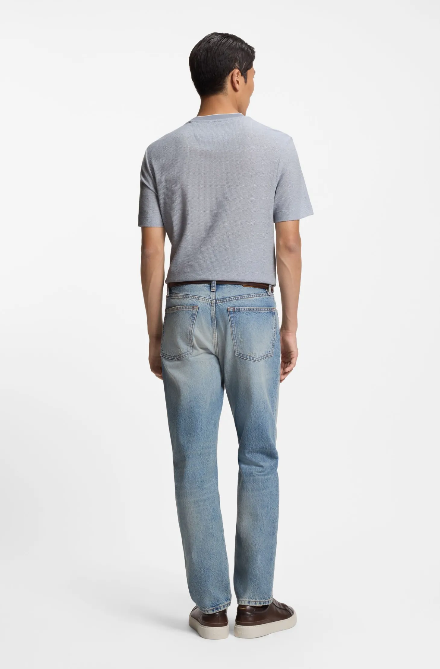 T-Shirt aus strukturiertem Baumwoll-Mix mit Seide