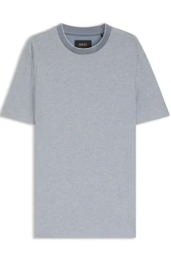 T-Shirt aus strukturiertem Baumwoll-Mix mit Seide