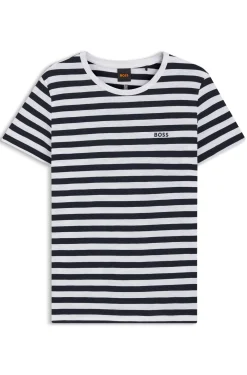 T-Shirt aus strukturierter Baumwolle mit Querstreifen