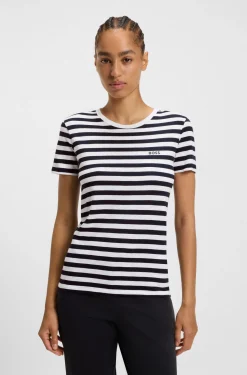 T-Shirt aus strukturierter Baumwolle mit Querstreifen