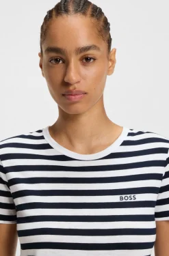T-Shirt aus strukturierter Baumwolle mit Querstreifen