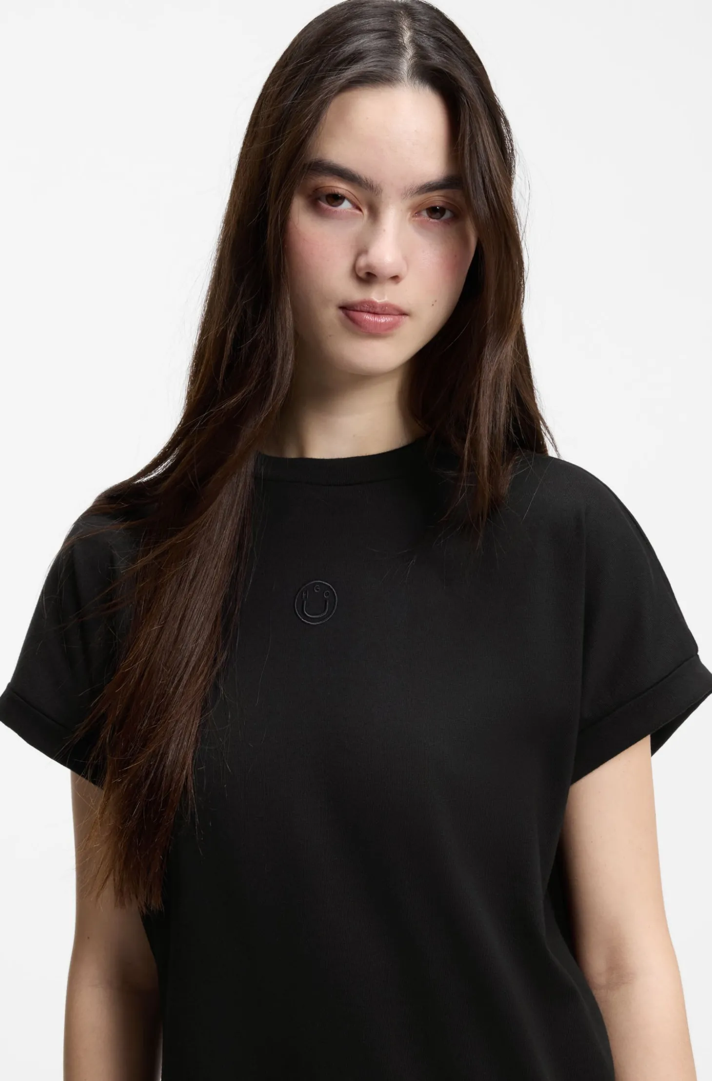 T-Shirt-Kleid aus Baumwoll-Jersey mit Happy HUGO Logo