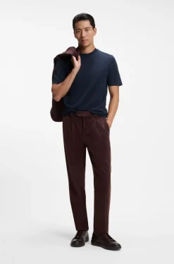T-Shirt mit Windowpane-Karo aus Baumwoll-Mix mit Seide