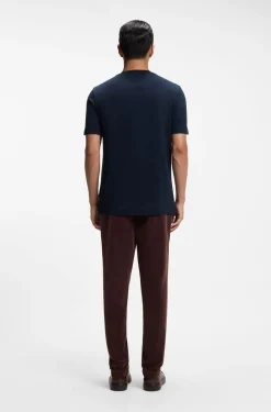T-Shirt mit Windowpane-Karo aus Baumwoll-Mix mit Seide