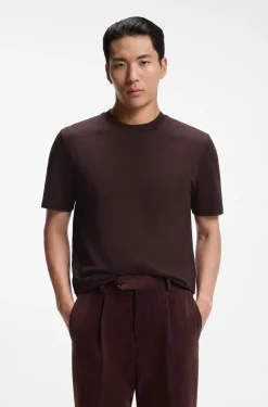T-Shirt mit Windowpane-Karo aus Baumwoll-Mix mit Seide
