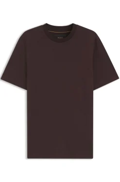 T-Shirt mit Windowpane-Karo aus Baumwoll-Mix mit Seide