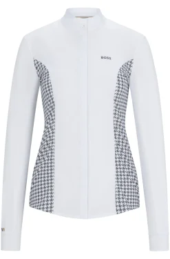 Turnierbluse mit Einsätzen mit Hahnentritt-Muster