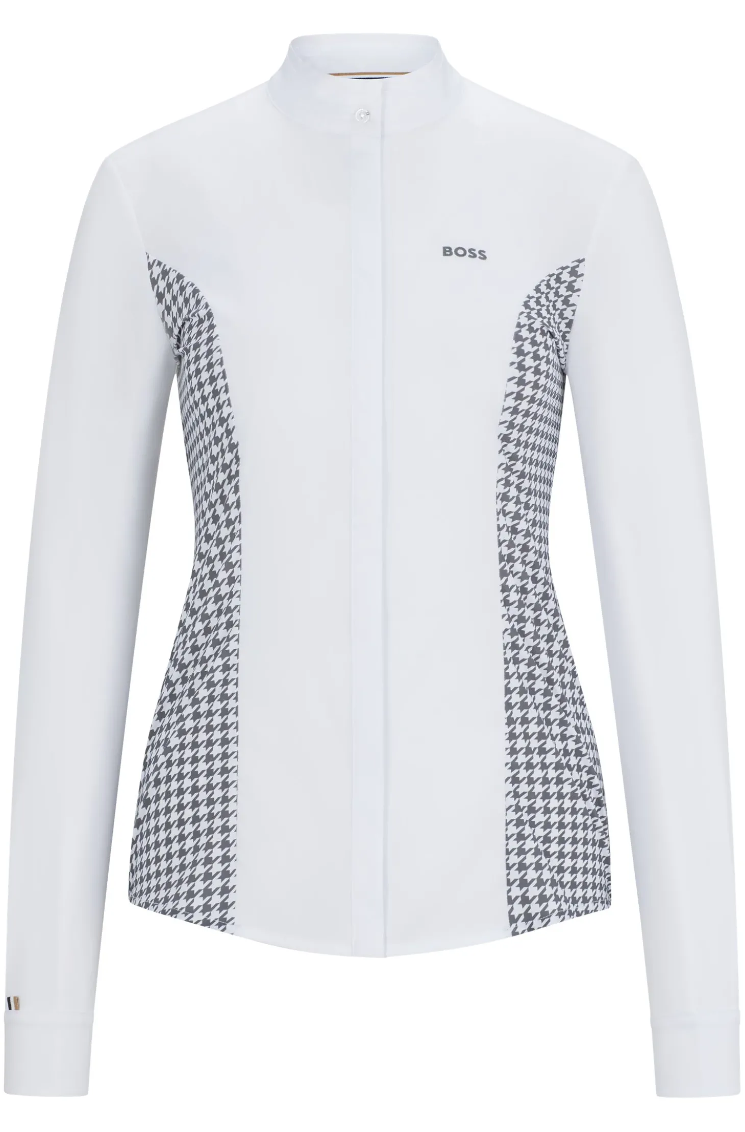 Turnierbluse mit Einsätzen mit Hahnentritt-Muster