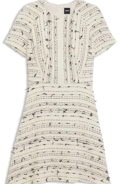 Tweed-Kleid mit Streifen-Dessin aus Baumwoll-Mix