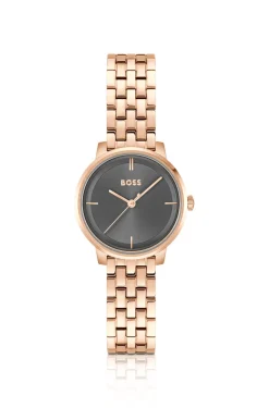 Uhr in Orangegold-Optik mit grauem Zifferblatt