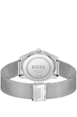 Uhr mit blauem Zifferblatt und Mesh-Armband