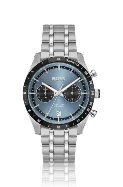 Uhr mit blauem Zifferblatt und Gliederarmband