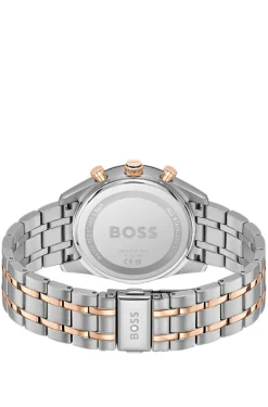 Uhr mit blauem Zifferblatt und zweifarbigem Gliederarmband
