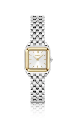 Uhr mit Gliederarmband aus Edelstahl und silberweißem Zifferblatt