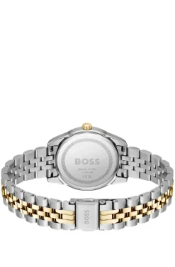 Uhr mit grünem Zifferblatt und zweifarbigem Armband