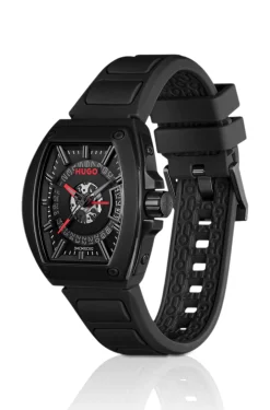 Uhr mit halbtransparentem Zifferblatt und Silikonarmband