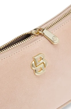 Umhängetasche aus Veloursleder mit metallenen Double-B-Monogramm