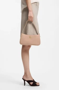 Umhängetasche aus Veloursleder mit metallenen Double-B-Monogramm