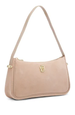 Umhängetasche aus Veloursleder mit metallenen Double-B-Monogramm