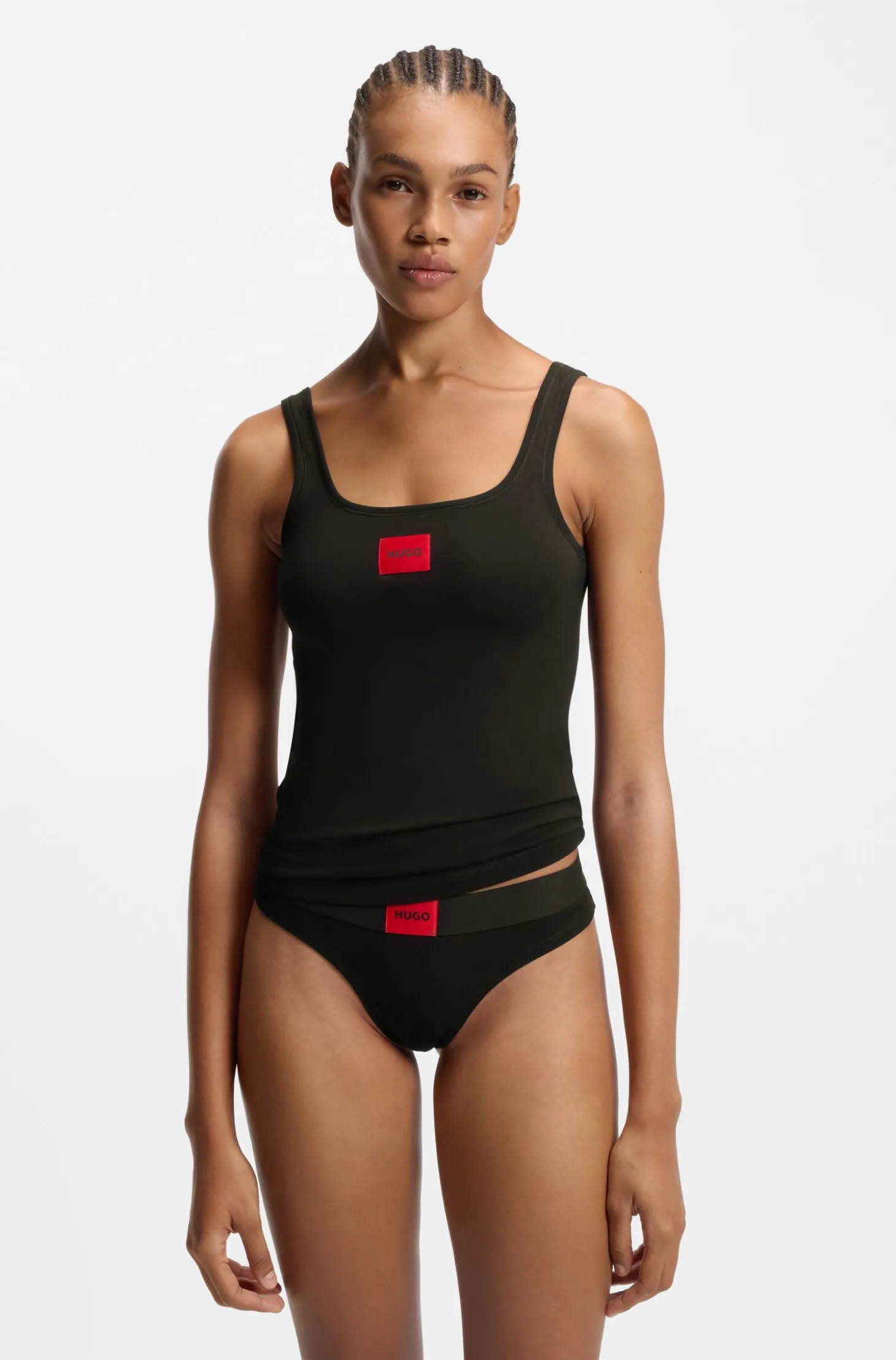 Unterhemd aus Stretch-Baumwolle mit rotem Logo