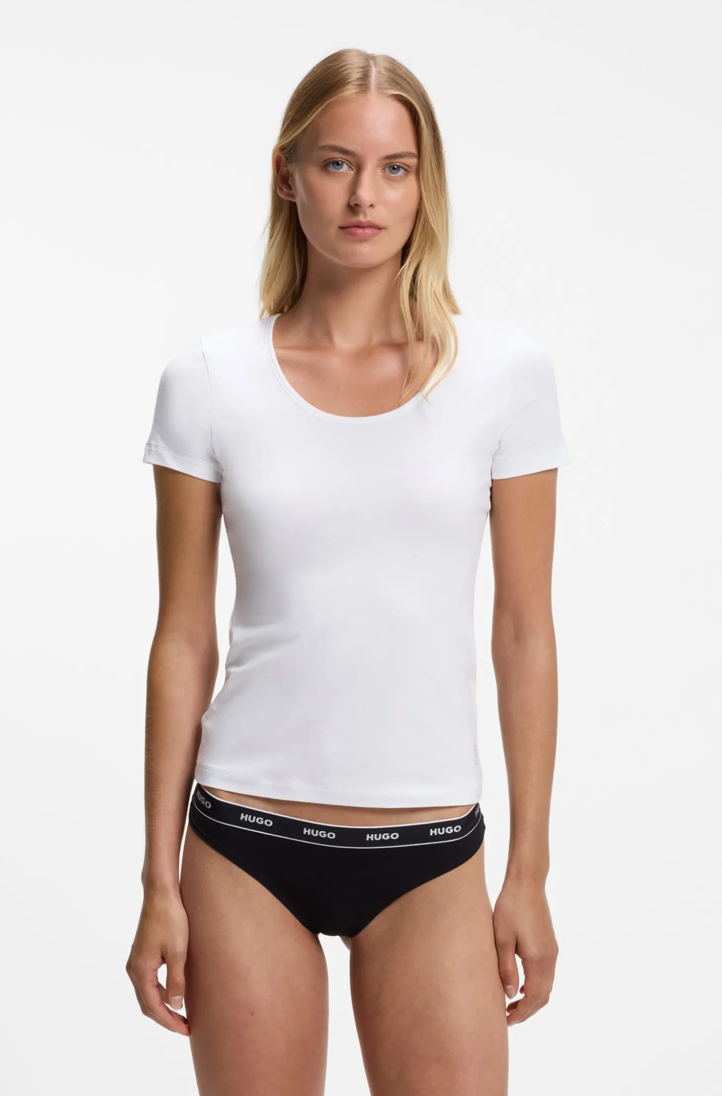 Unterwäsche-Top aus Stretch-Baumwolle mit Kontrast-Logo