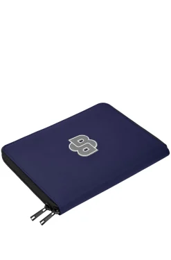 Varsity-inspired folder with oversized logo patch