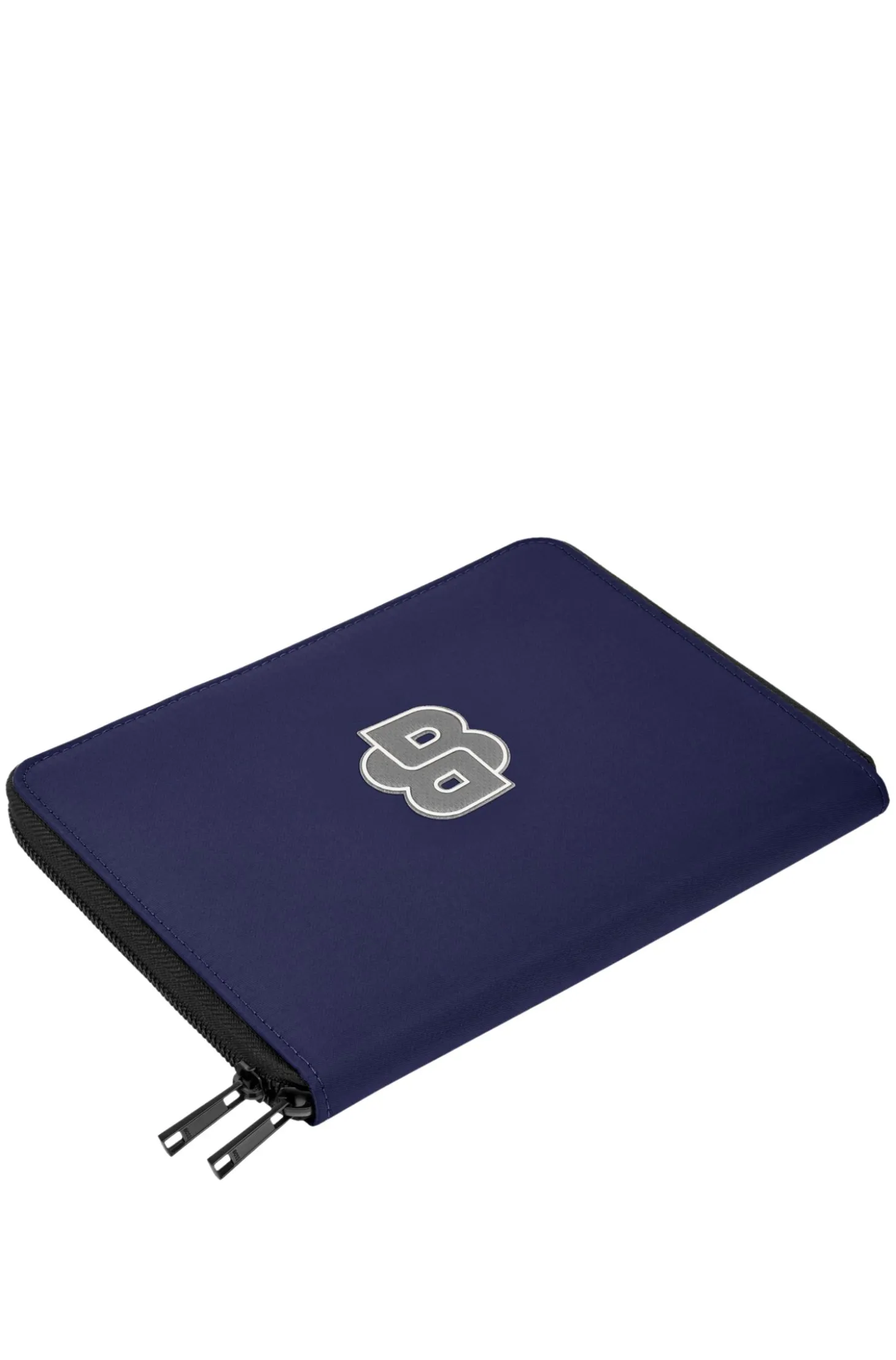 Varsity-inspired folder with oversized logo patch