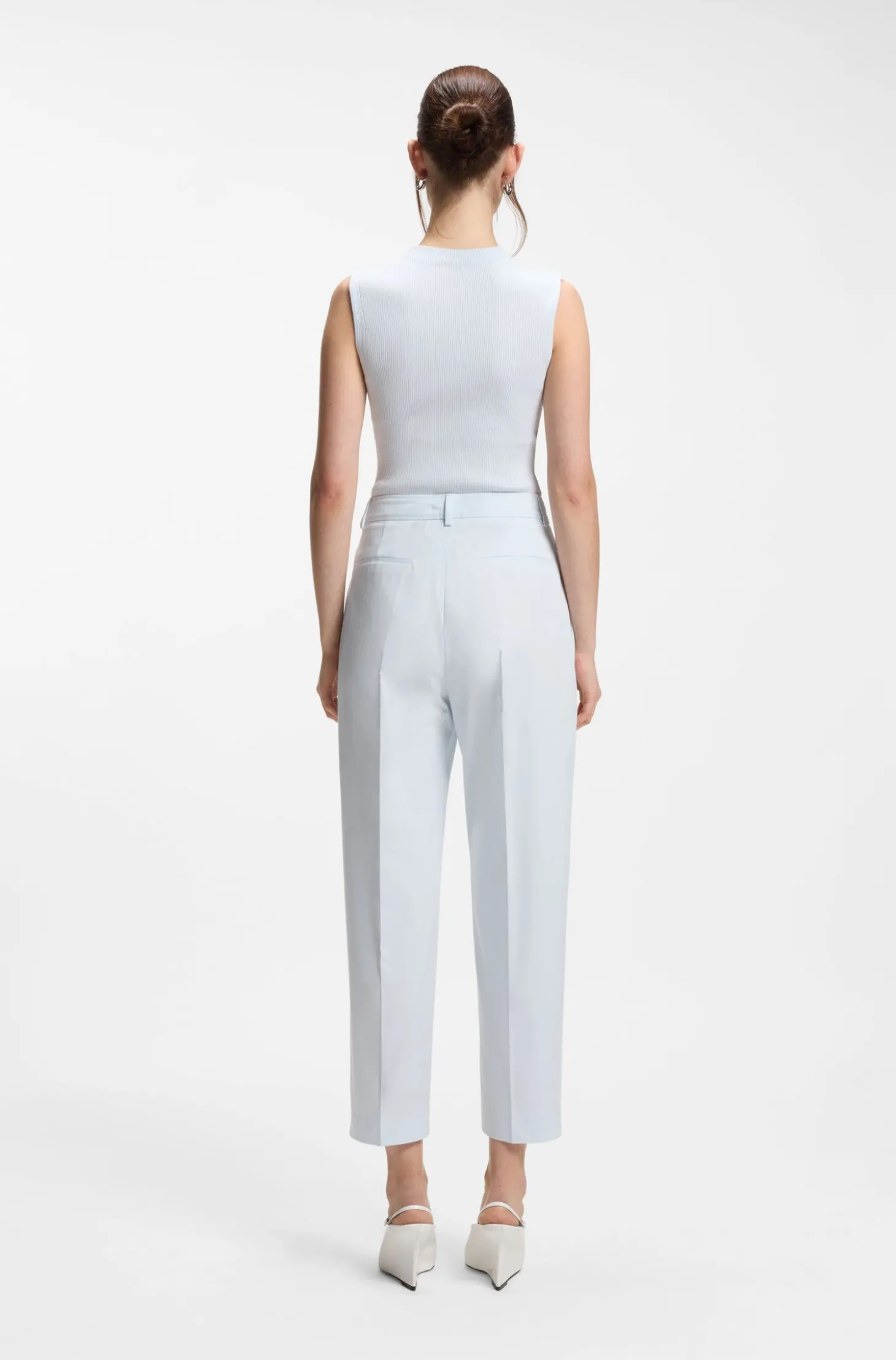 Verkürzte Tapered-Fit Hose aus elastischer Baumwolle